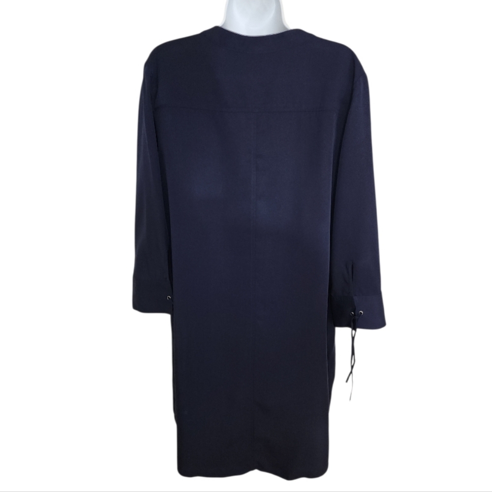 Theory Jullitah R2 Shirt Shift Dress Navy Lightweight Tencel Sz12 - Picture 8 of 11